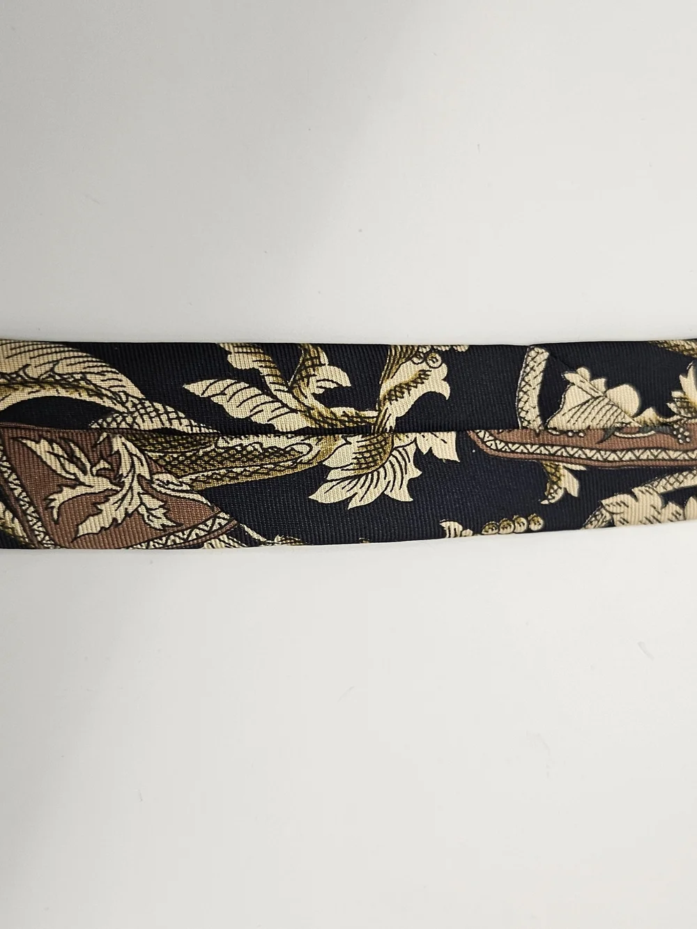 Vintage Oscar Del La Renta Classic Black-Gold Floral Mens Tie Timeless Elogance